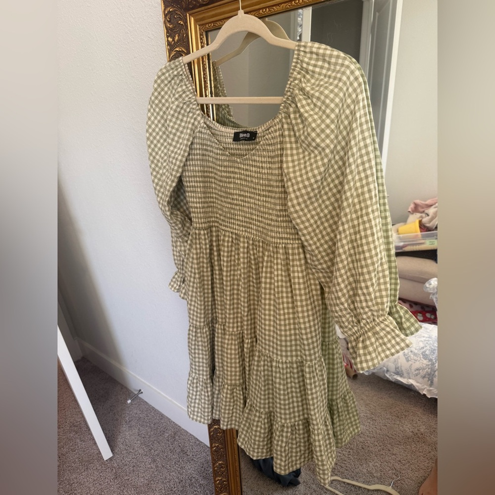 Green Gingham Mini Dress